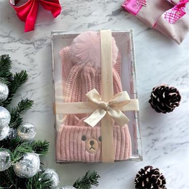 KIDS HAT & SCARF SET PINK